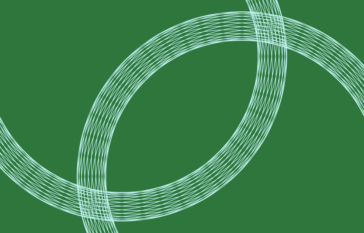 Light blue on a dark green background